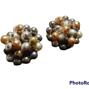 Vintage/Estate Multi Colored Clip On Earrings W/Steel Backings